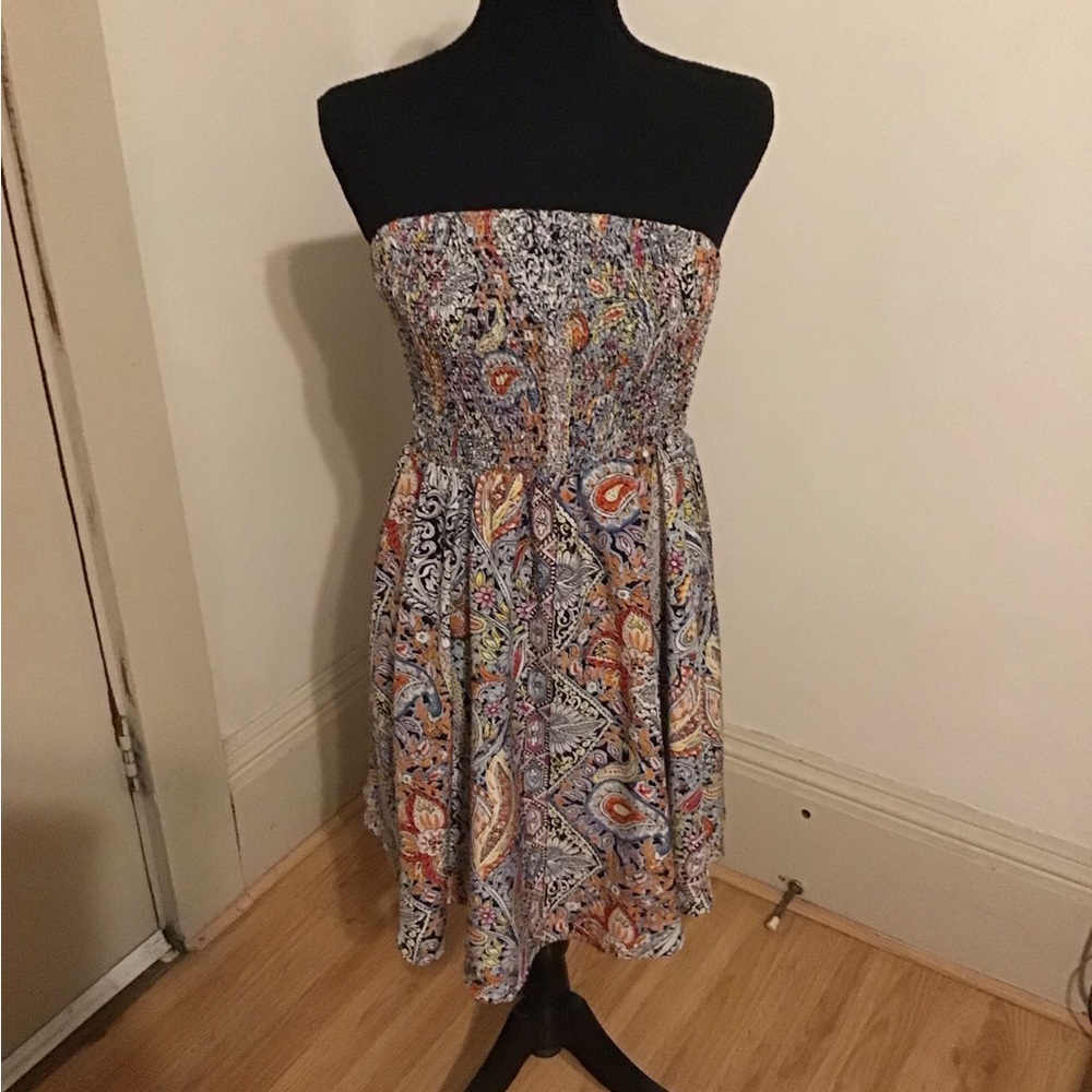 Pink and Blue Strapless Sundress for Cocktail Occasions